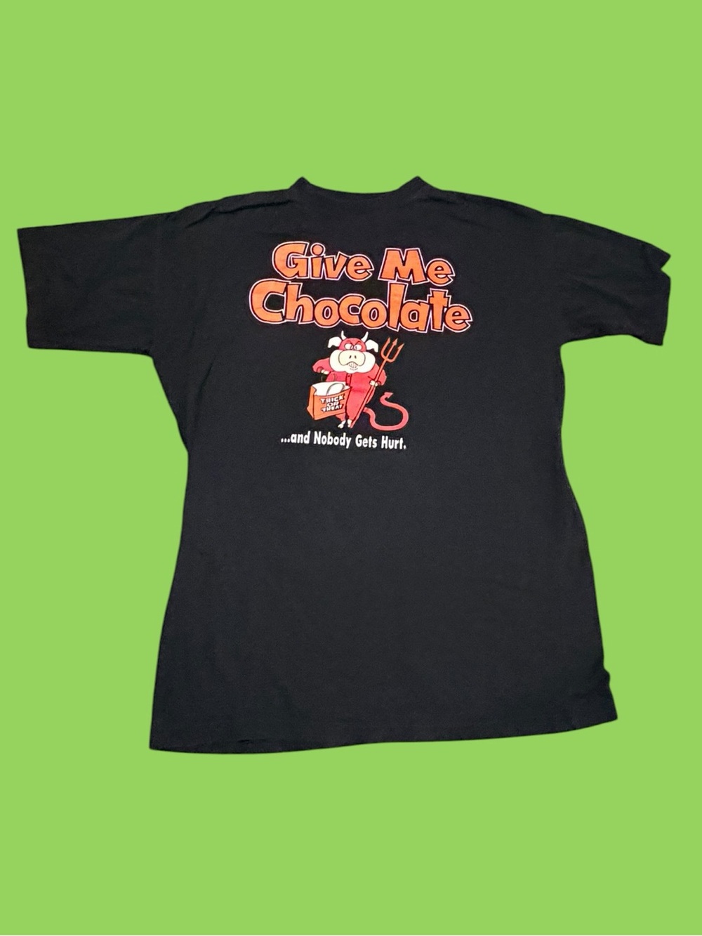 Vintage 90s Give Me Chocolate Halloween Funny Novelty Shirt One Size XL